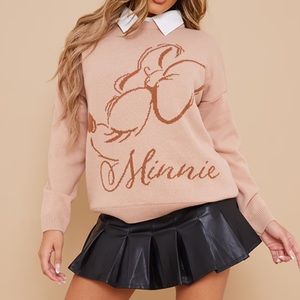 Mocha Minnie Mouse Oversized Knit Sweater